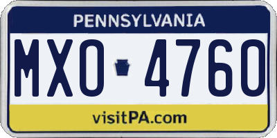 PA license plate MXO4760