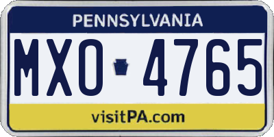PA license plate MXO4765
