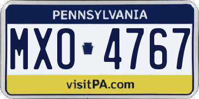 PA license plate MXO4767
