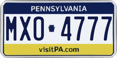 PA license plate MXO4777