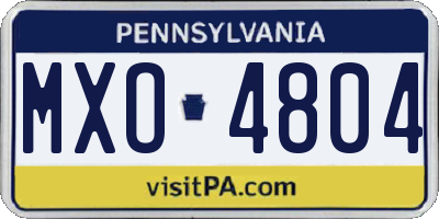PA license plate MXO4804