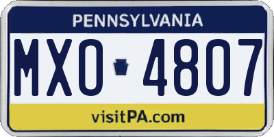 PA license plate MXO4807