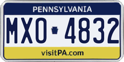 PA license plate MXO4832