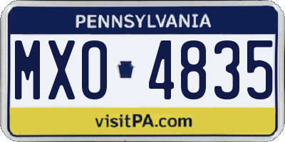 PA license plate MXO4835