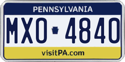 PA license plate MXO4840