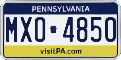 PA license plate MXO4850