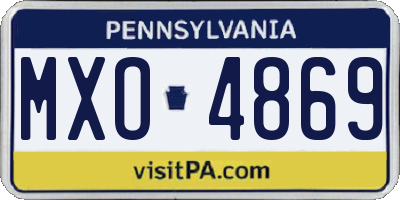 PA license plate MXO4869