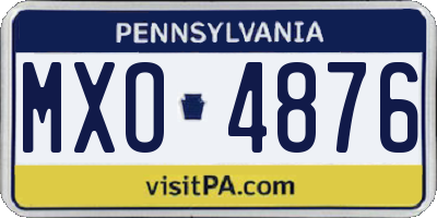PA license plate MXO4876