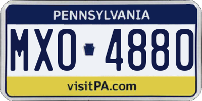 PA license plate MXO4880