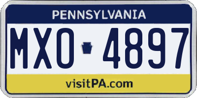 PA license plate MXO4897