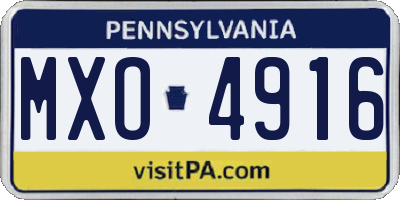 PA license plate MXO4916