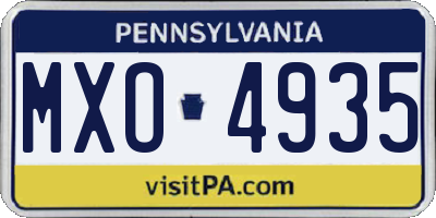 PA license plate MXO4935