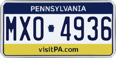 PA license plate MXO4936