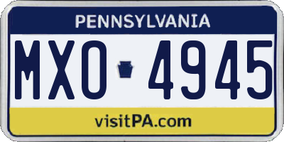 PA license plate MXO4945