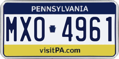 PA license plate MXO4961