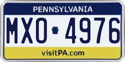 PA license plate MXO4976