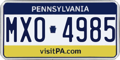 PA license plate MXO4985