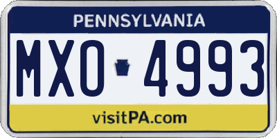 PA license plate MXO4993