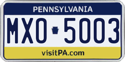 PA license plate MXO5003