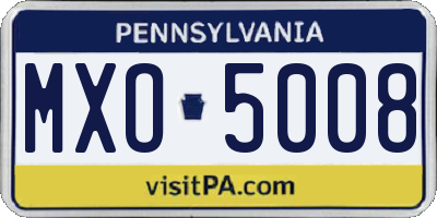 PA license plate MXO5008