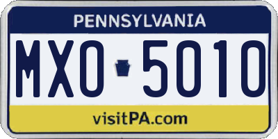 PA license plate MXO5010