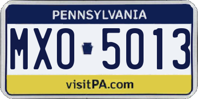 PA license plate MXO5013