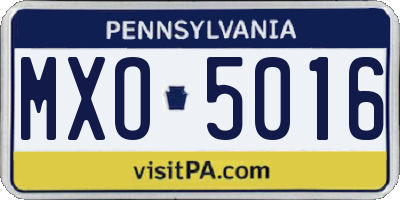 PA license plate MXO5016