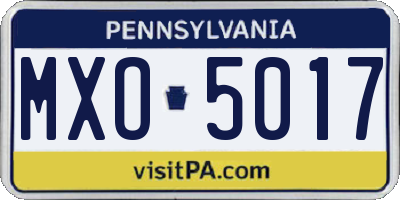 PA license plate MXO5017