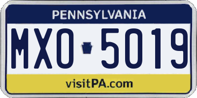 PA license plate MXO5019