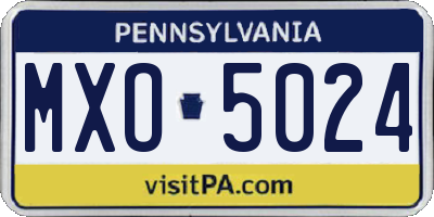 PA license plate MXO5024