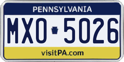 PA license plate MXO5026
