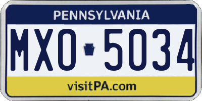 PA license plate MXO5034