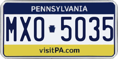 PA license plate MXO5035