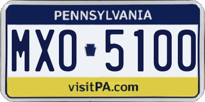PA license plate MXO5100