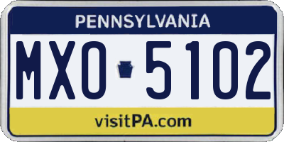 PA license plate MXO5102