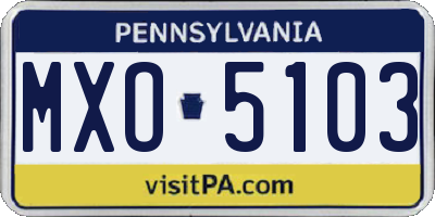 PA license plate MXO5103
