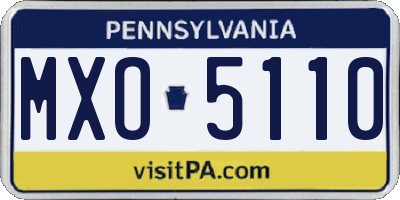 PA license plate MXO5110