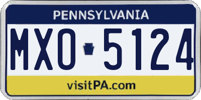 PA license plate MXO5124