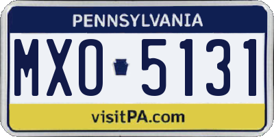PA license plate MXO5131