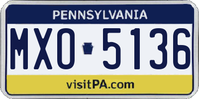 PA license plate MXO5136