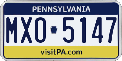 PA license plate MXO5147