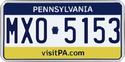 PA license plate MXO5153