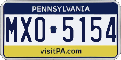 PA license plate MXO5154
