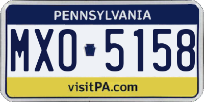 PA license plate MXO5158