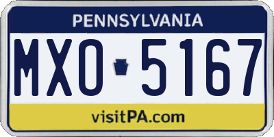PA license plate MXO5167