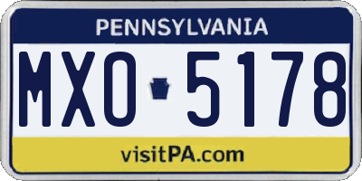 PA license plate MXO5178