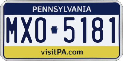 PA license plate MXO5181