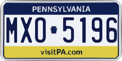 PA license plate MXO5196