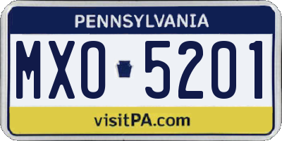 PA license plate MXO5201