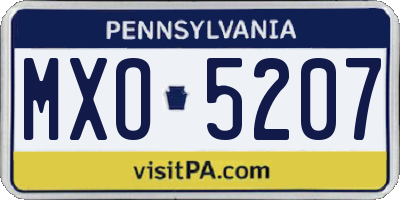 PA license plate MXO5207